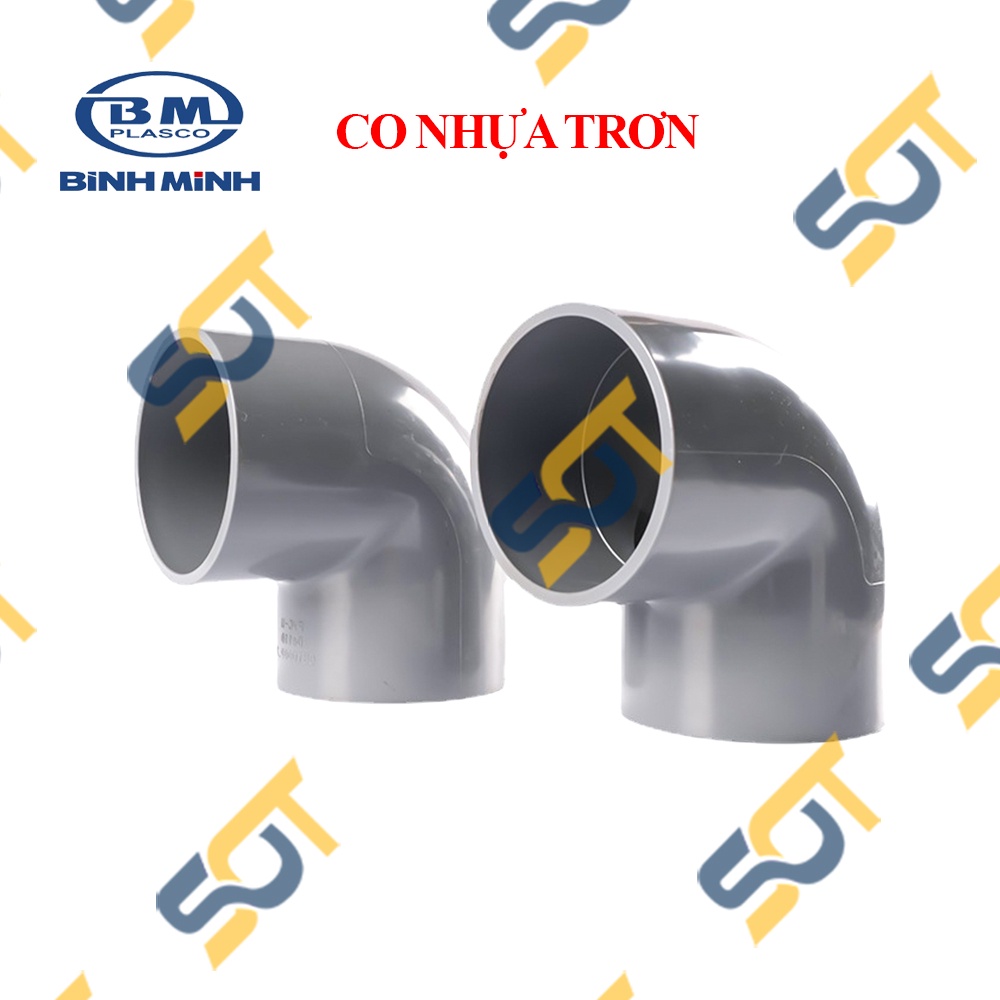 Co 90 Độ Nhựa PVC Trơn Dán 21 27 34 - Thương Hiệu Nhựa Bình Minh