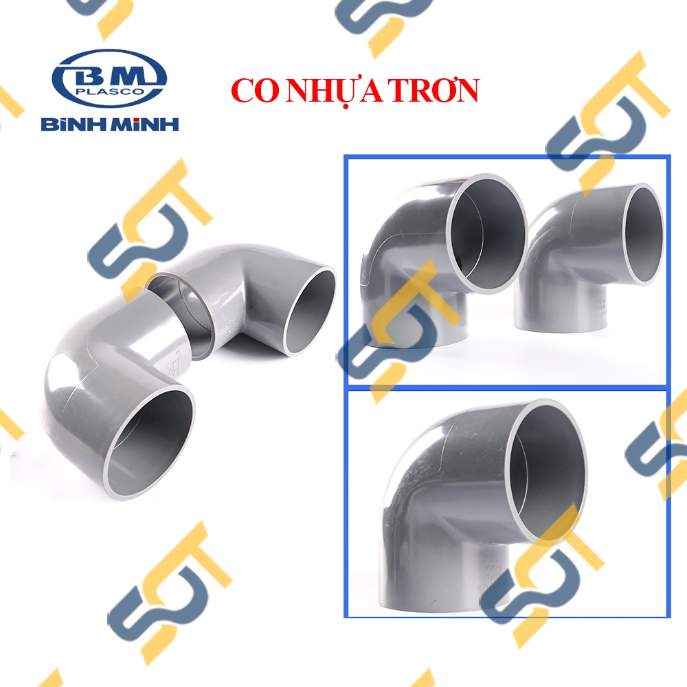 Co 90 Độ Nhựa PVC Trơn Dán 21 27 34 - Thương Hiệu Nhựa Bình Minh