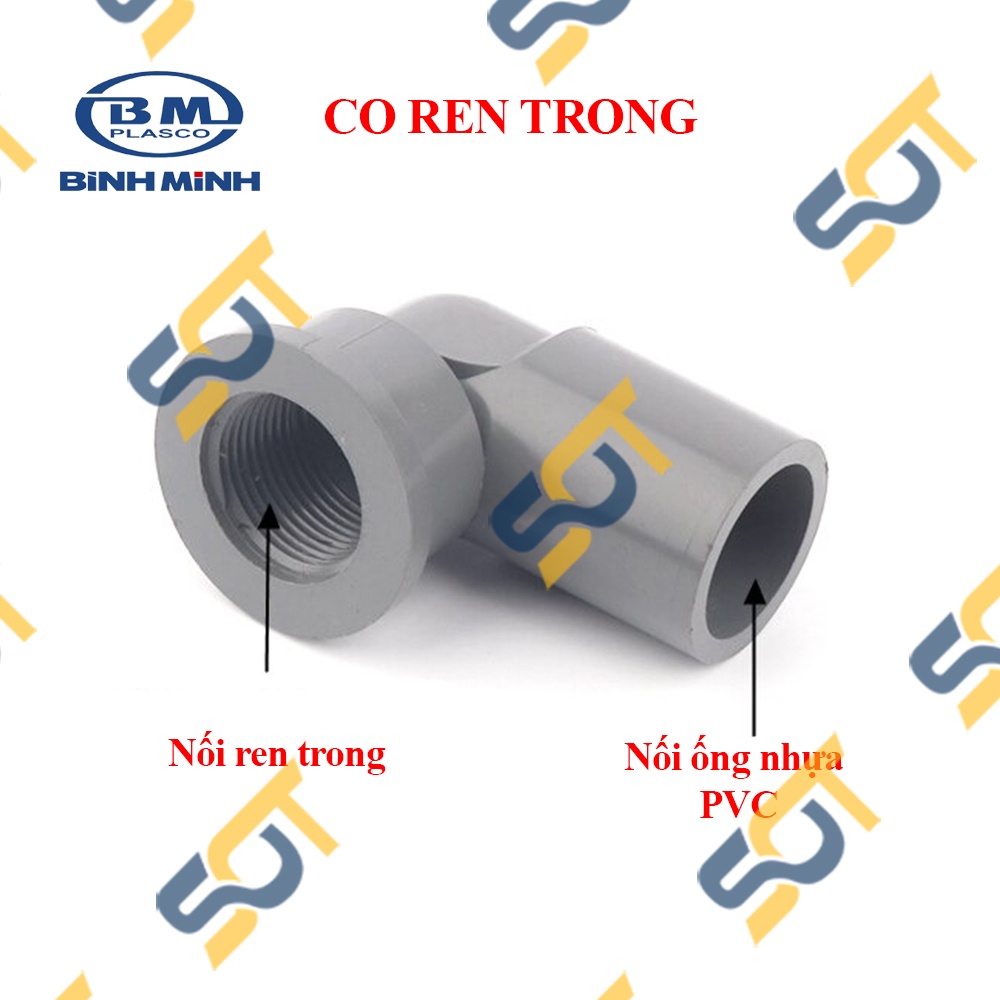 Co Nhựa PVC Trơn Dán + Ren Trong 21 27 - Thương Hiệu Bình Minh