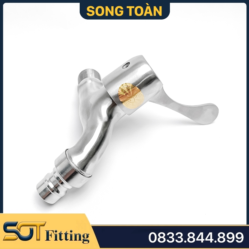 Vòi Hồ Inox 304 Xả Nước Tay Ghép Khóa Gạt 90 Độ - Changu