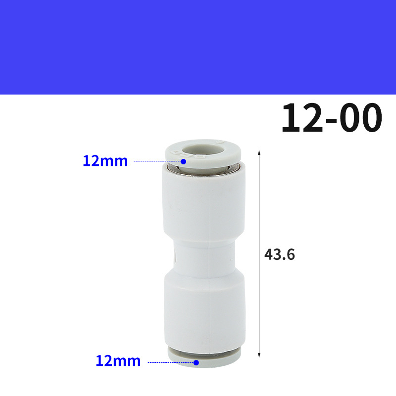 APU Nối Nhanh Hai Đầu Cắm Ống STNC Ống 4 6 8 10 12 16 - Màu Trắng (Chính Hãng)