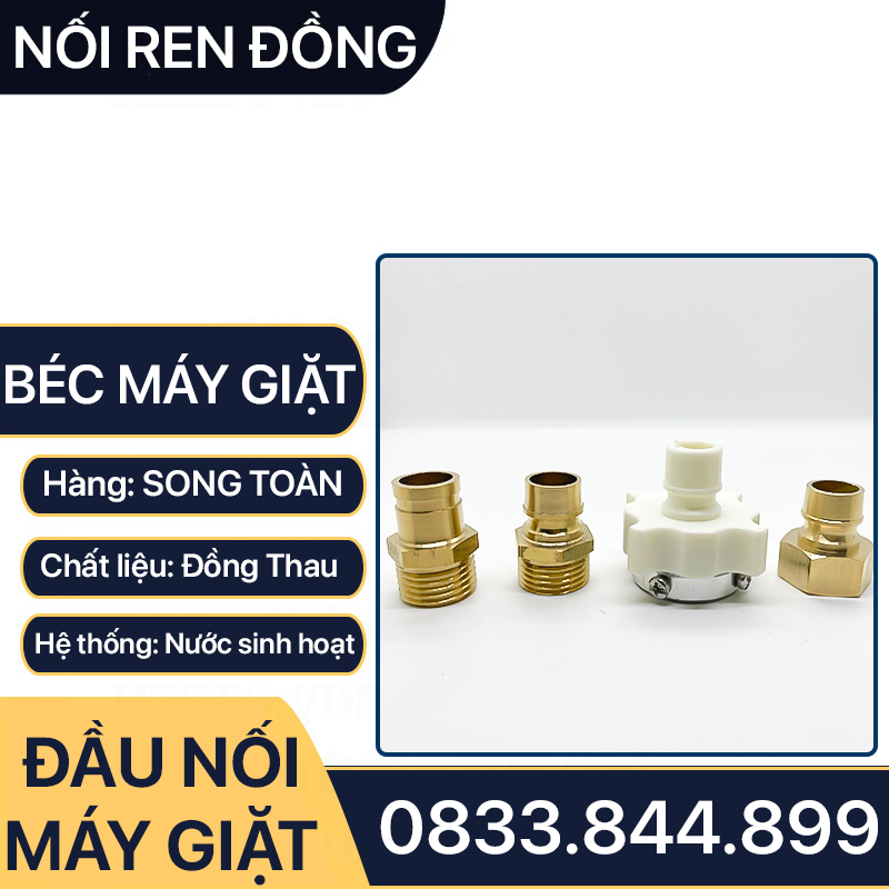Đầu Nối Máy Giặt, Béc Máy Giặt Đồng Thau Ren 21