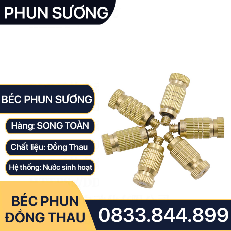 Béc Phun Sương, Đầu Phun Sương Đồng Thau Chân Ren M5 - Phun Sương Mịn số 1 2 3