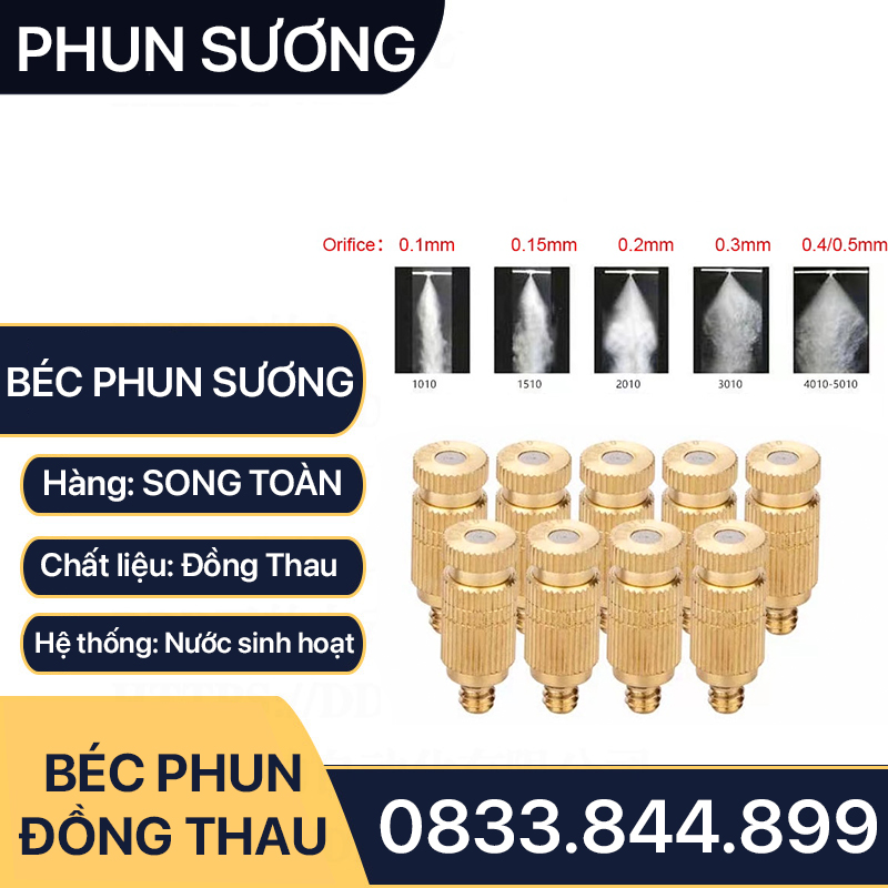 Béc Phun Sương, Đầu Phun Sương Đồng Thau Chân Ren M5 - Phun Sương Mịn số 1 2 3