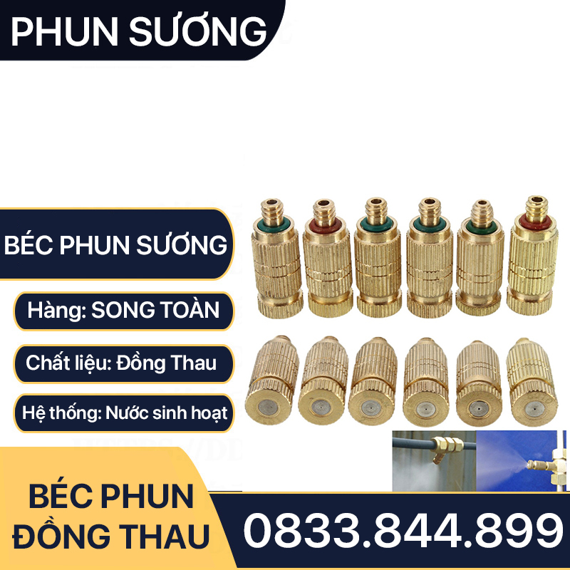 Béc Phun Sương, Đầu Phun Sương Đồng Thau Chân Ren M5 - Phun Sương Mịn số 1 2 3