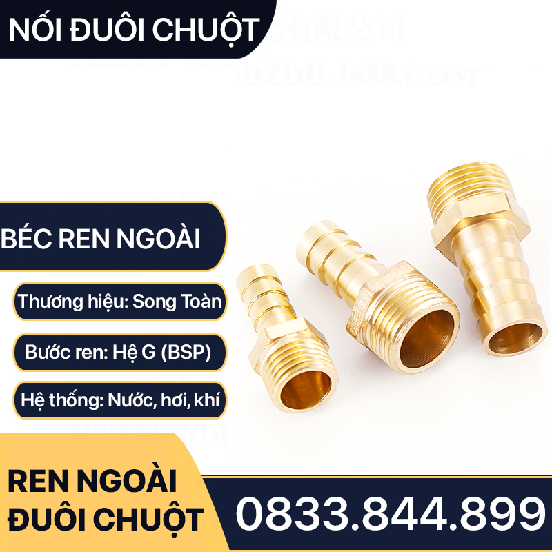 Béc Đuôi Chuột, Đầu Nối Ren Ngoài Đuôi Chuột Đồng Thau