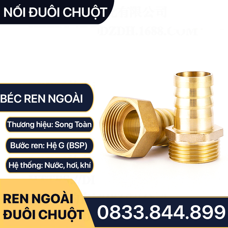 Béc Đuôi Chuột, Đầu Nối Ren Ngoài Đuôi Chuột Đồng Thau