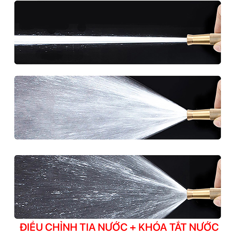 Béc Rửa Xe Tăng Áp Đuôi Nối Nhanh Đồng Thau Lắp Đặt Vệ Sinh Xe, Sàn Nhà, Tưới Cây - Điều Chỉnh Tia Nước
