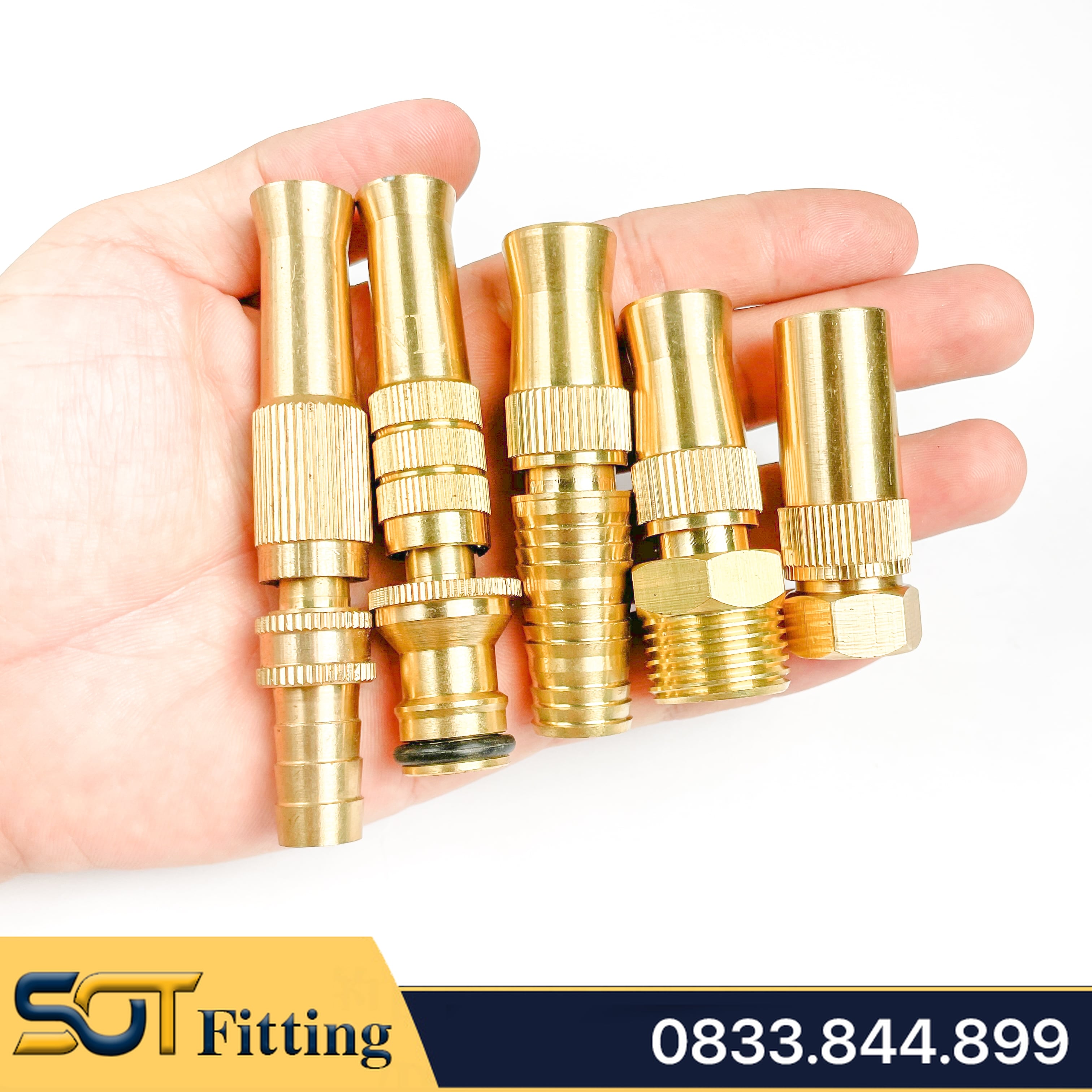 Béc Rửa Xe Tăng Áp Đuôi Nối Nhanh Đồng Thau Lắp Đặt Vệ Sinh Xe, Sàn Nhà, Tưới Cây - Điều Chỉnh Tia Nước