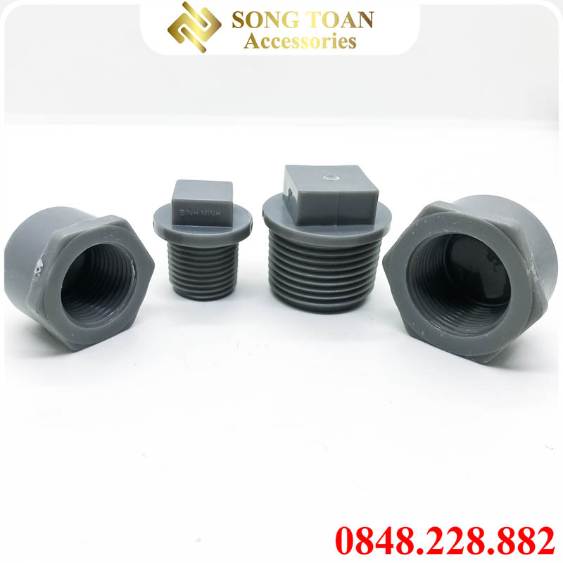 Nút Bít Ren Ngoài 21 27 34 / Đầu Bịt Nhựa PVC - Thương Hiệu Bình Minh