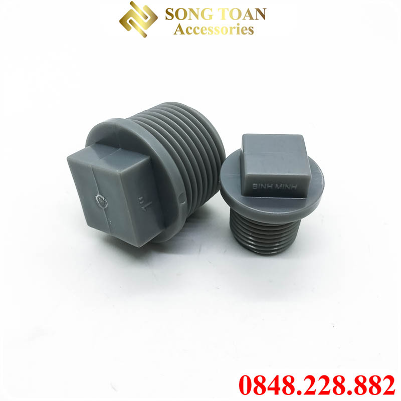 Nút Bít Ren Ngoài 21 27 34 / Đầu Bịt Nhựa PVC - Thương Hiệu Bình Minh