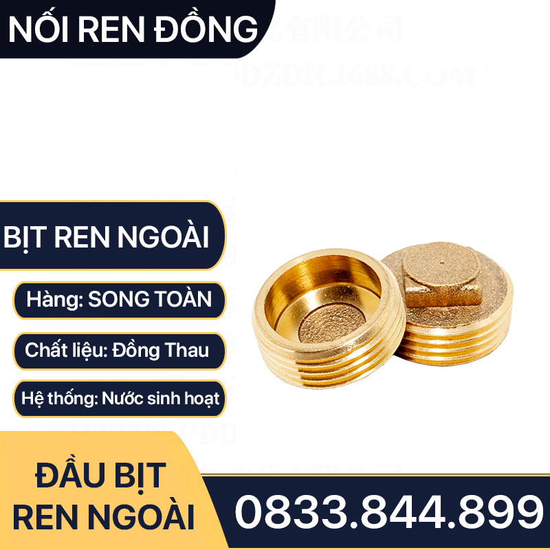 Nút Bịt / Đầu Bít Ren Ngoài Đồng Thau Ngăn Dòng Chảy - 9.6 13 17 21 27 34 42 49 60