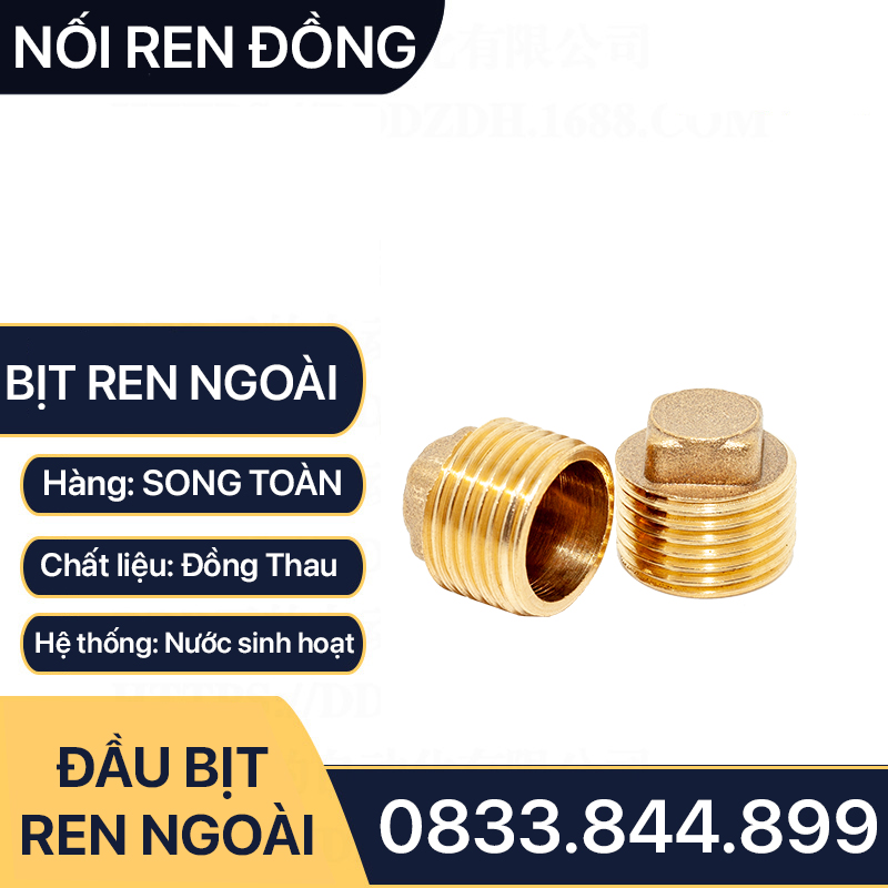 Nút Bịt Đồng, Đầu Bịt Ren Ngoài Đồng Thau Ngăn Dòng Chảy 9.6 13 17 21 27 34