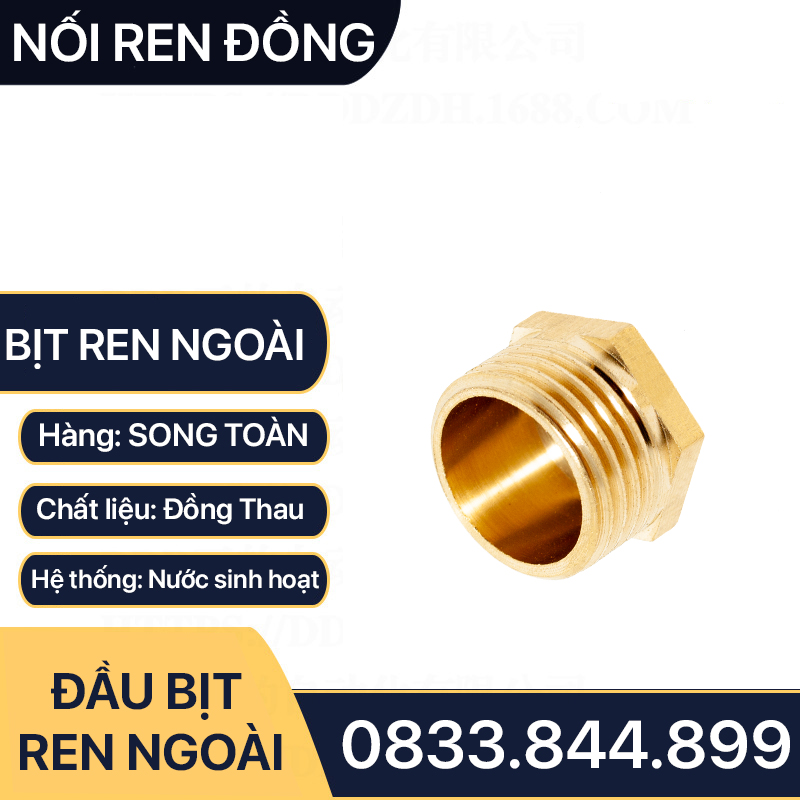 Nút Bịt Đồng, Đầu Bịt Ren Ngoài Đồng Thau Ngăn Dòng Chảy 9.6 13 17 21 27 34