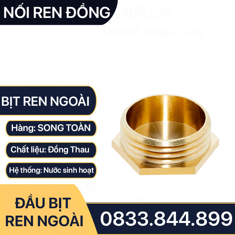 Nút Bịt Đồng, Đầu Bịt Ren Ngoài Đồng Thau Ngăn Dòng Chảy 9.6 13 17 21 27 34