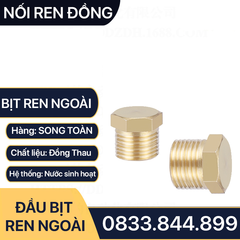 Nút Bịt Đồng, Đầu Bịt Ren Ngoài Đồng Thau Ngăn Dòng Chảy 9.6 13 17 21 27 34