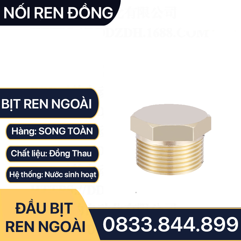 Nút Bịt Đồng, Đầu Bịt Ren Ngoài Đồng Thau Ngăn Dòng Chảy 9.6 13 17 21 27 34