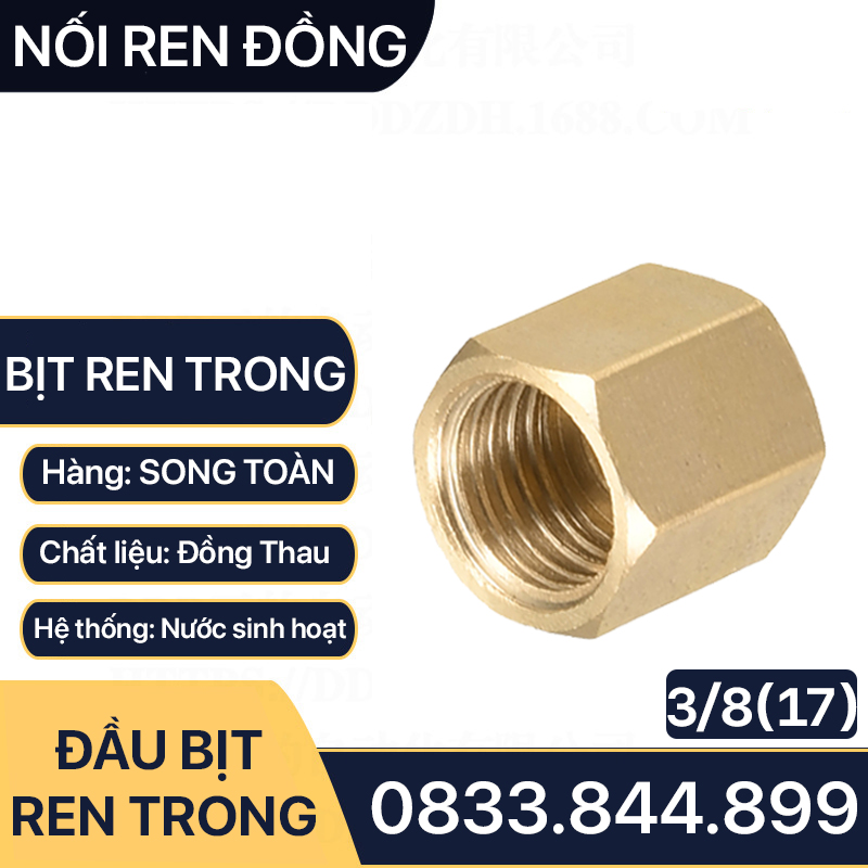 Đầu Bịt Ren Trong, Nút Bịt Ren Đồng Thau 9.6 13 17 21 27 34