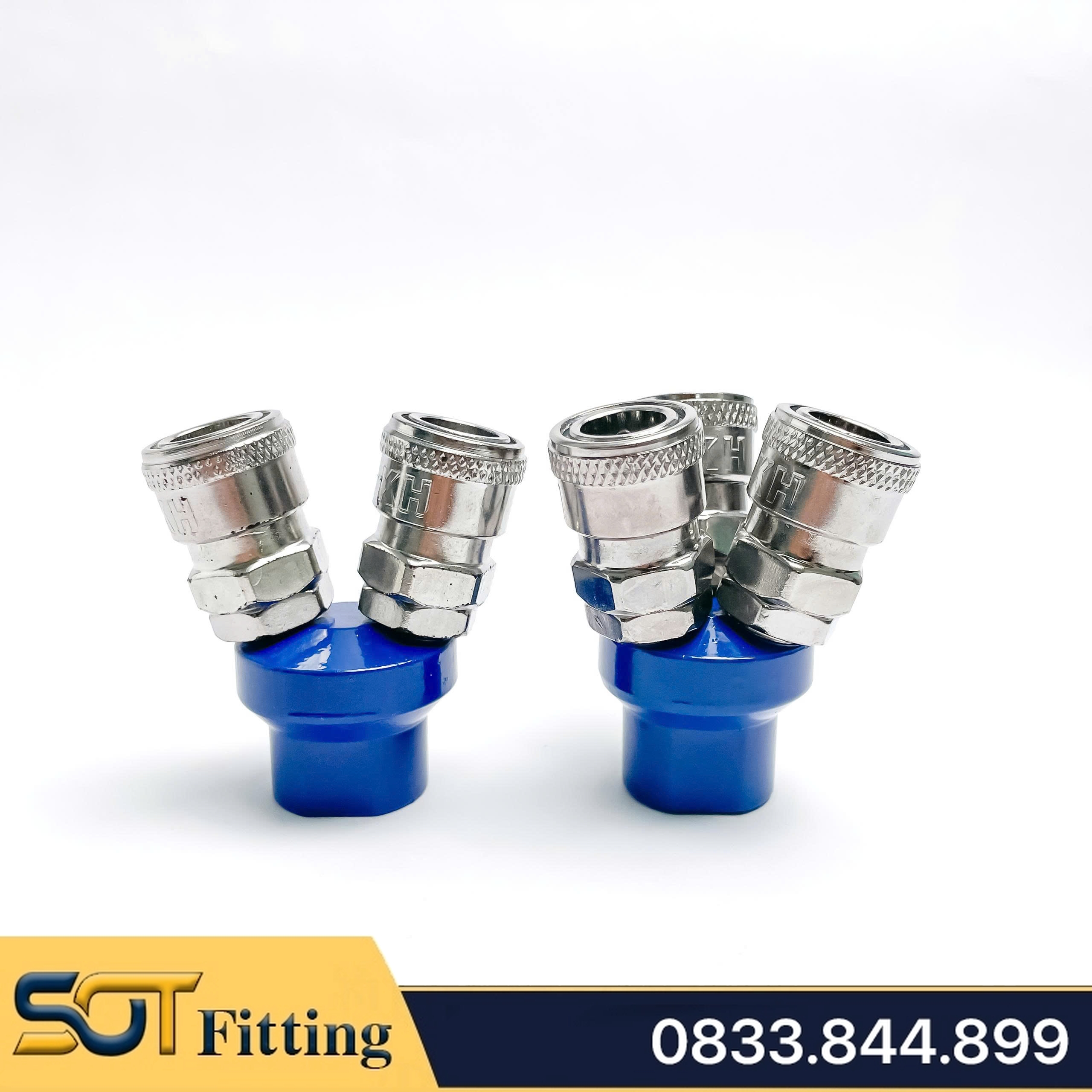 Bộ Chia 2 & 3 Thân Tròn, Ổ Bi Thép Mạ Niken Nối Nhanh Khí Nén Ren Trong 1/4 (13)