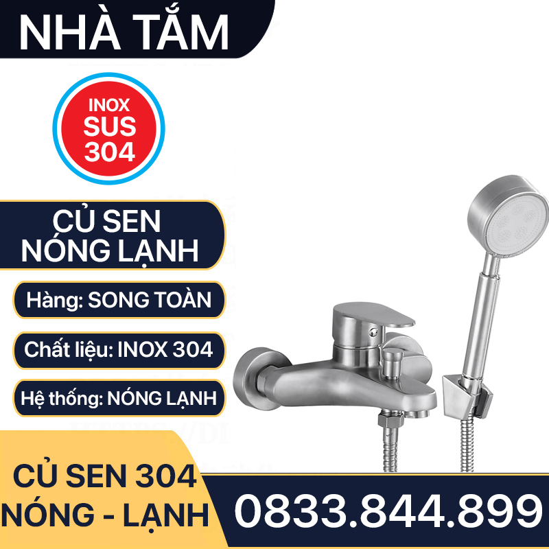 Củ Sen Tắm Nóng Lạnh Inox 304, Bộ Củ Sen Tắm Inox 304 Nóng Lạnh Cao Cấp Lắp Đặt Nhà Tắm