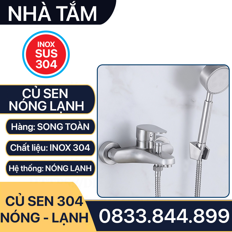 Củ Sen Tắm Nóng Lạnh Inox 304, Bộ Củ Sen Tắm Inox 304 Nóng Lạnh Cao Cấp Lắp Đặt Nhà Tắm