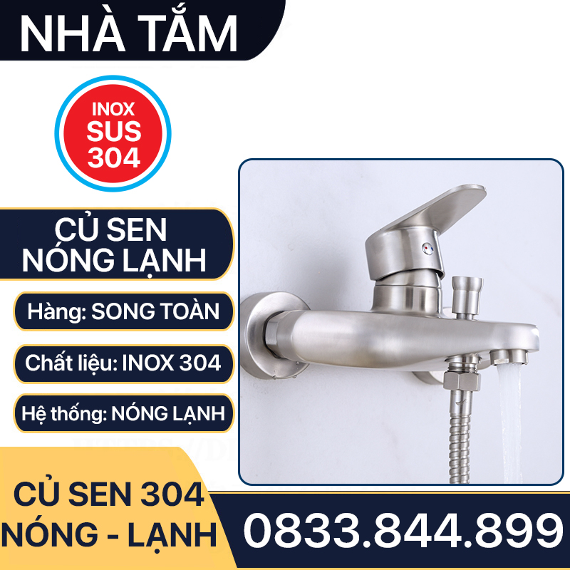 Củ Sen Tắm Nóng Lạnh Inox 304, Bộ Củ Sen Tắm Inox 304 Nóng Lạnh Cao Cấp Lắp Đặt Nhà Tắm