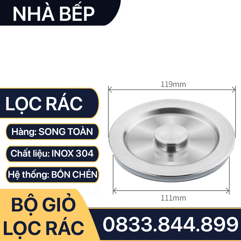 Bộ Giỏ Lọc Rác Inox, Giỏ Lọc Bồn Chén Inox 304 Loại Ngắn Dài