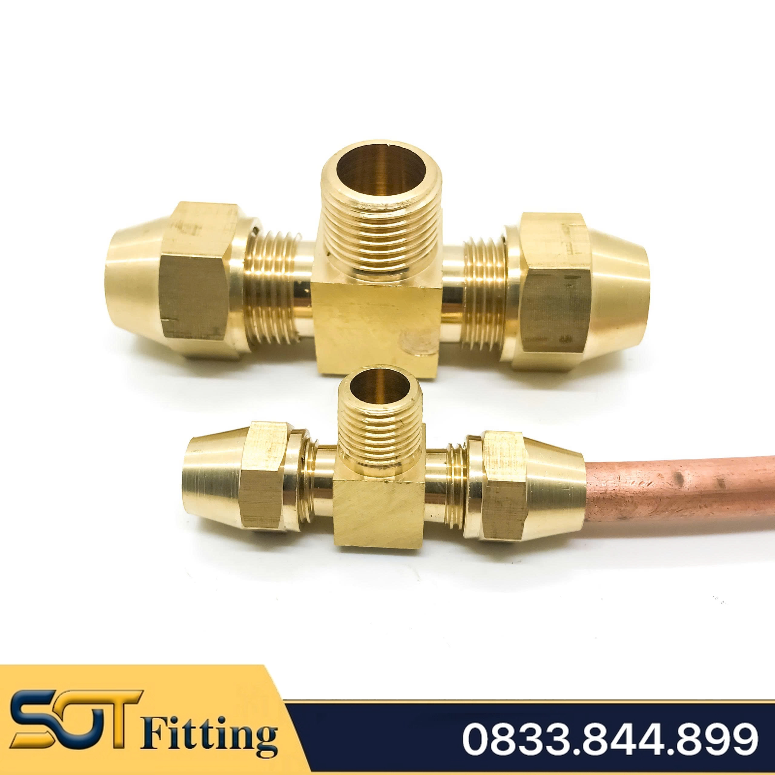 Bộ Tê Ren Ngoài Côn Lồi Lắp Lã Ống Đồng SAE (Brass Flare Fitting Elbow Connector NPT)