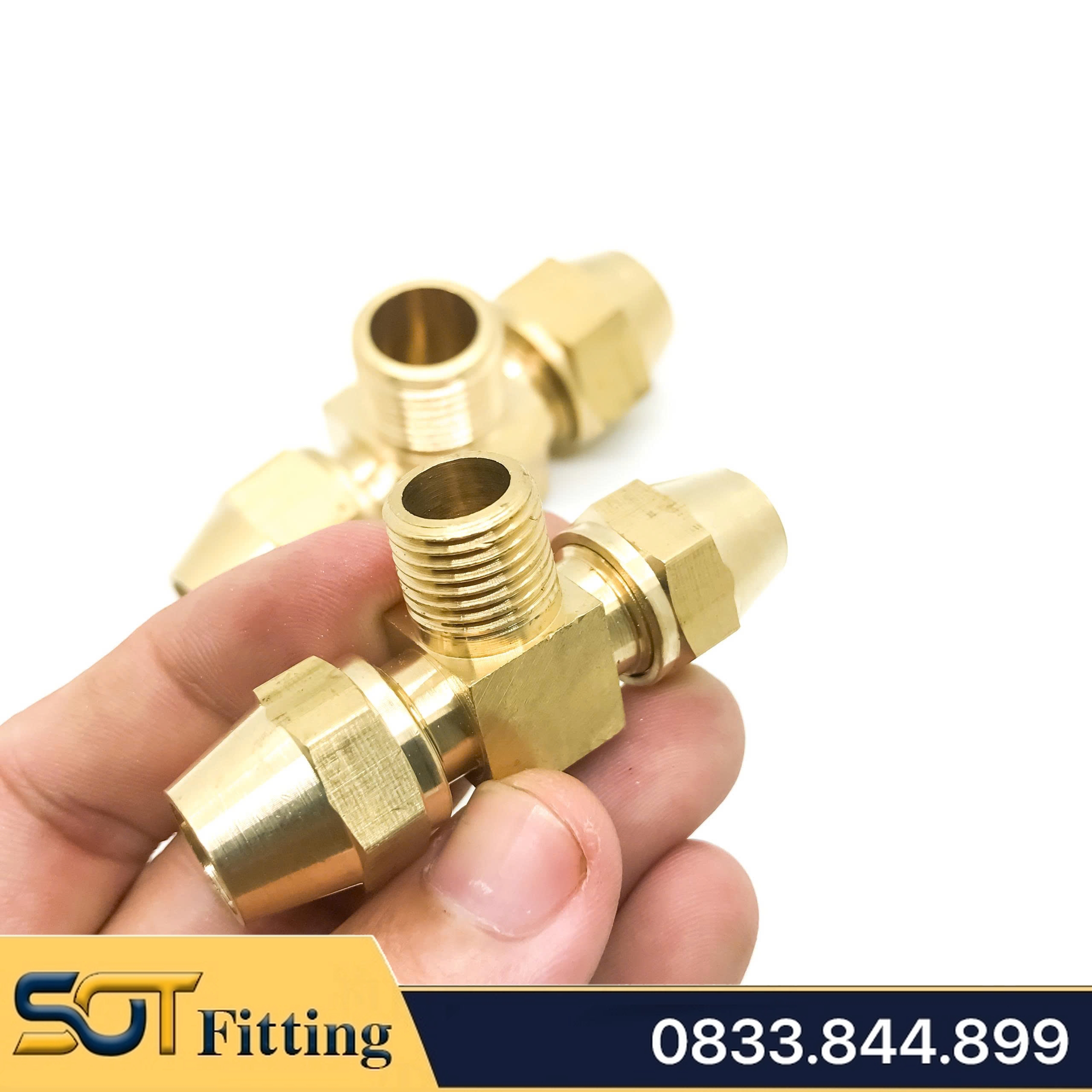 Bộ Tê Ren Ngoài Côn Lồi Lắp Lã Ống Đồng SAE (Brass Flare Fitting Elbow Connector NPT)