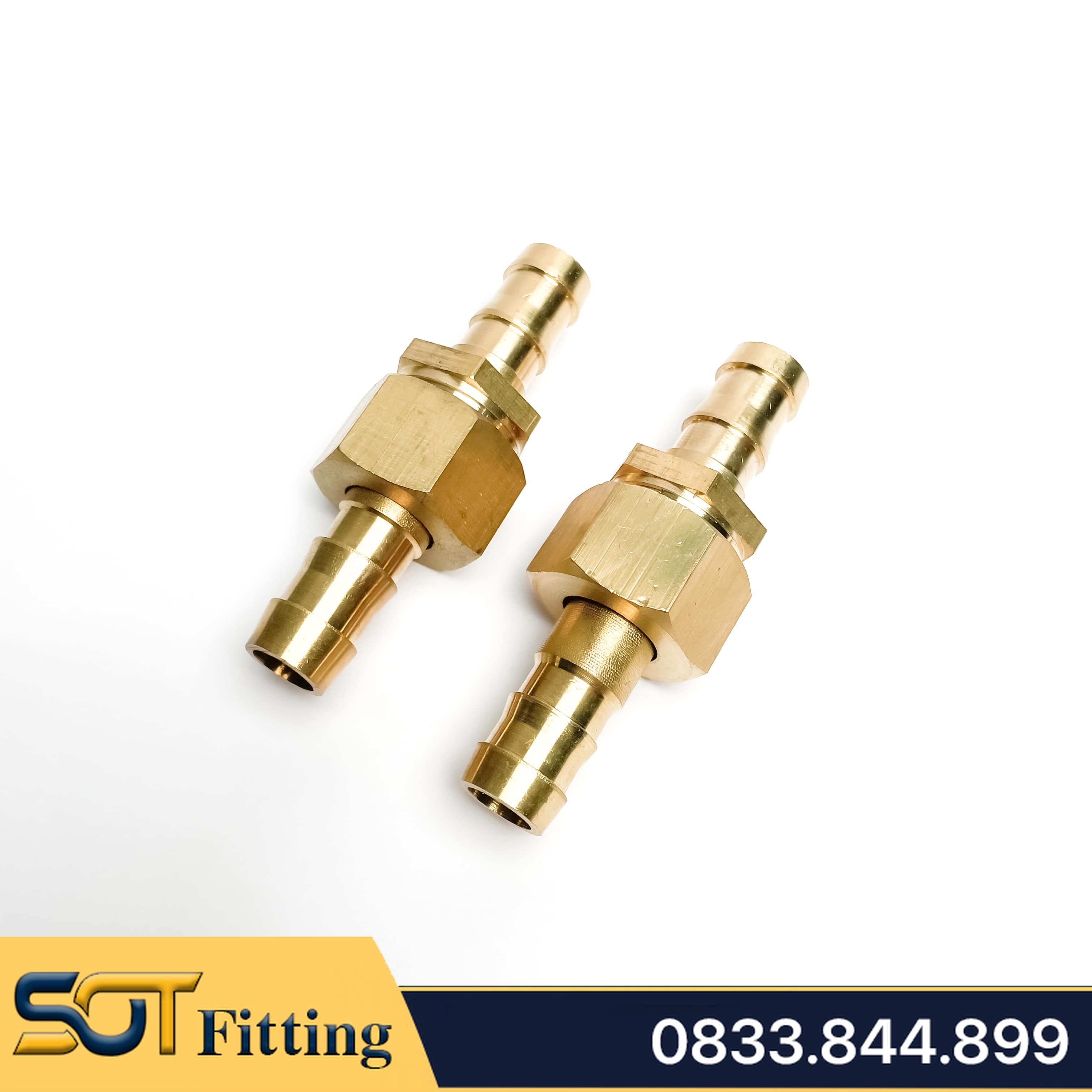 Bộ Nối Ống Đực Cái Đuôi Chuột ID Lòng Trong Dây Áp Lực Cao 6.5 7.5 8.5 - Đồng Thau