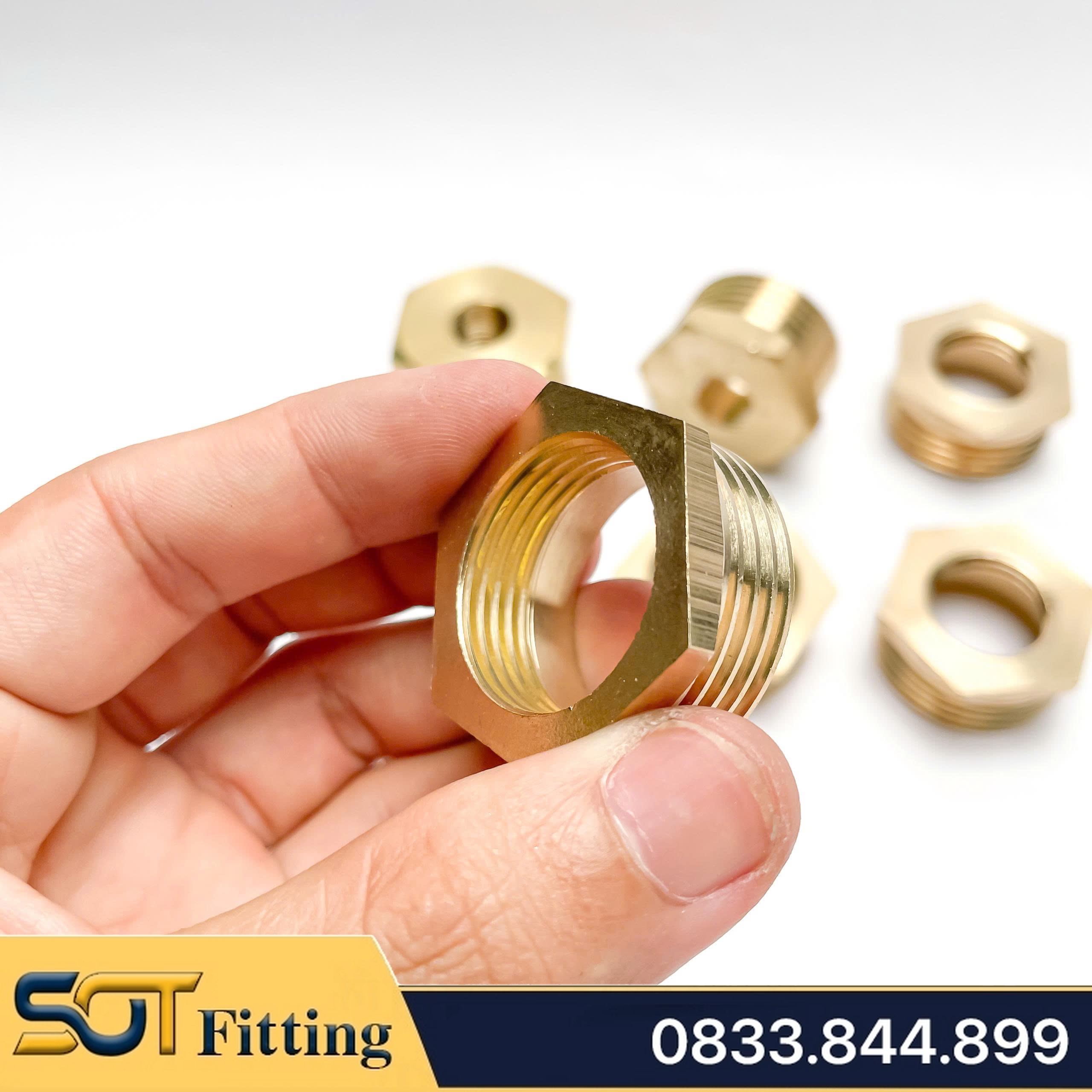 Cà Rá 34 Đồng Thau - Nối Giảm Ren Trong Ren Ngoài 34-27, 34-21, 34-17, 34-13