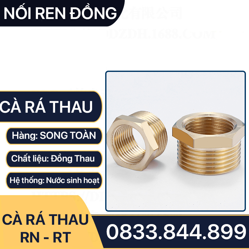 Cà Rá 42 Đồng Thau - Nối Giảm Ren Trong Ren Ngoài 42-34, 42-27, 42-21
