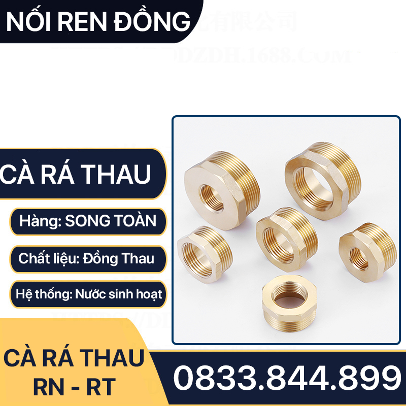 Cà Rá 49 Đồng Thau - Nối Giảm Ren Trong Ren Ngoài 49-42, 49-34, 49-27, 49-21