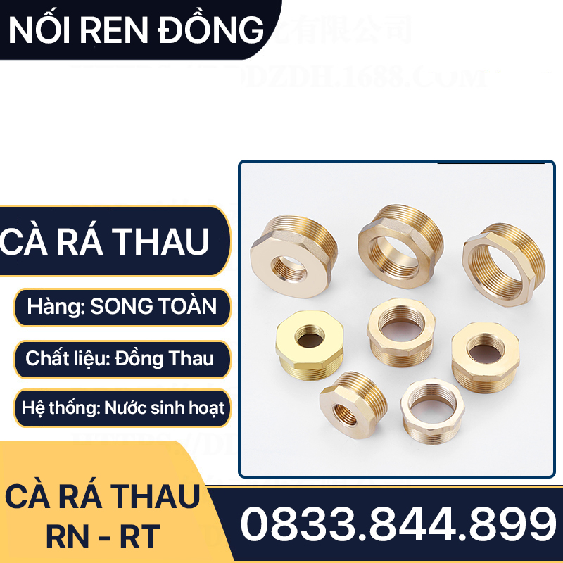 Cà Rá 60 Đồng Thau - Nối Giảm Ren Trong Ren Ngoài 60-49, 60-42, 60-34, 60-27, 60-21