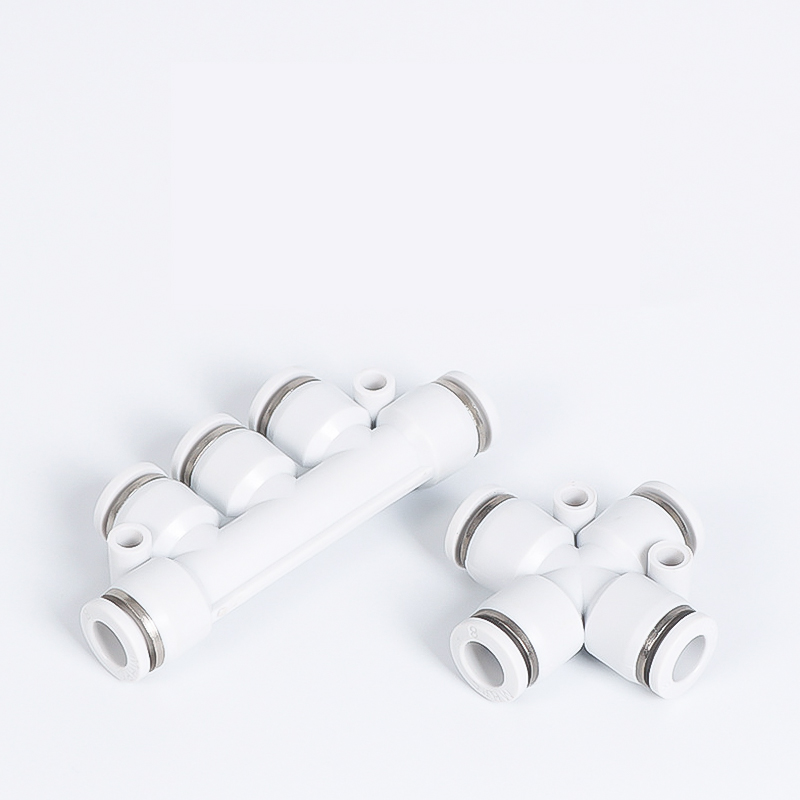 Nối Nhanh Chia 5 Ngã PK Khí Nén STNC Ống 4 6 8 10 12 16 - Màu Trắng (Chính Hãng)