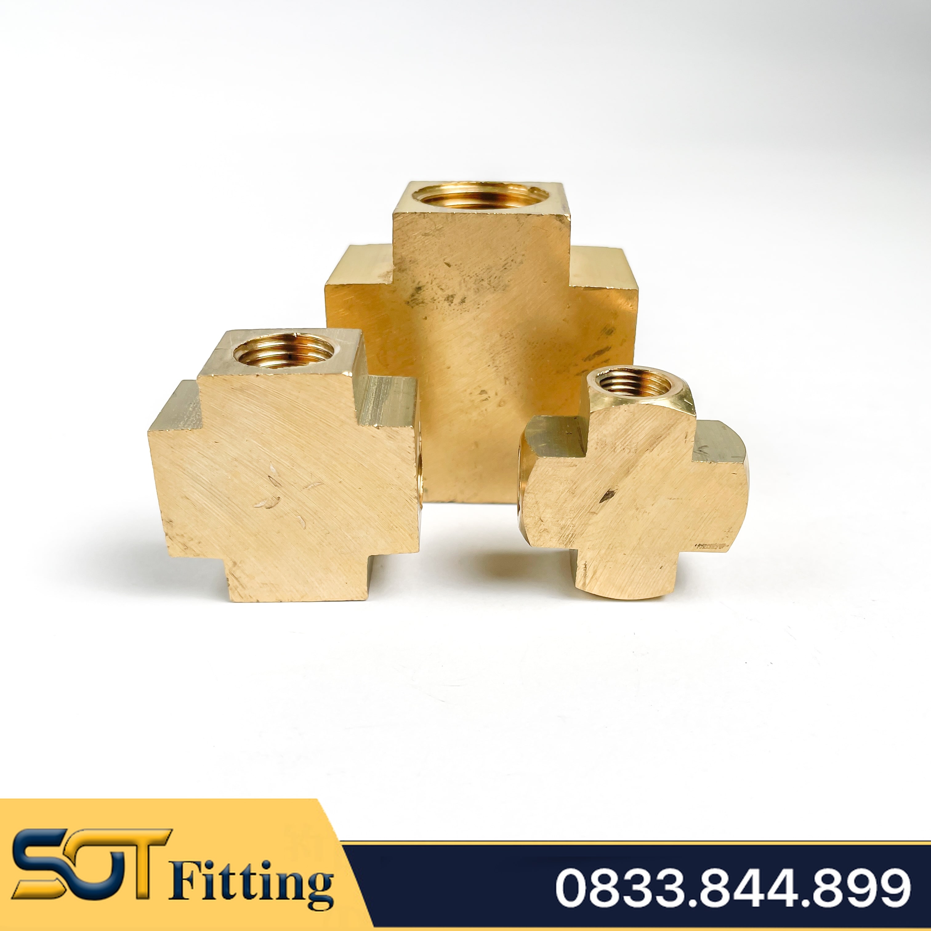 Chữ Thập Ren Trong / Nối Chia 4 Đầu - Chất Liệu Đồng Thau Bền Bỉ
