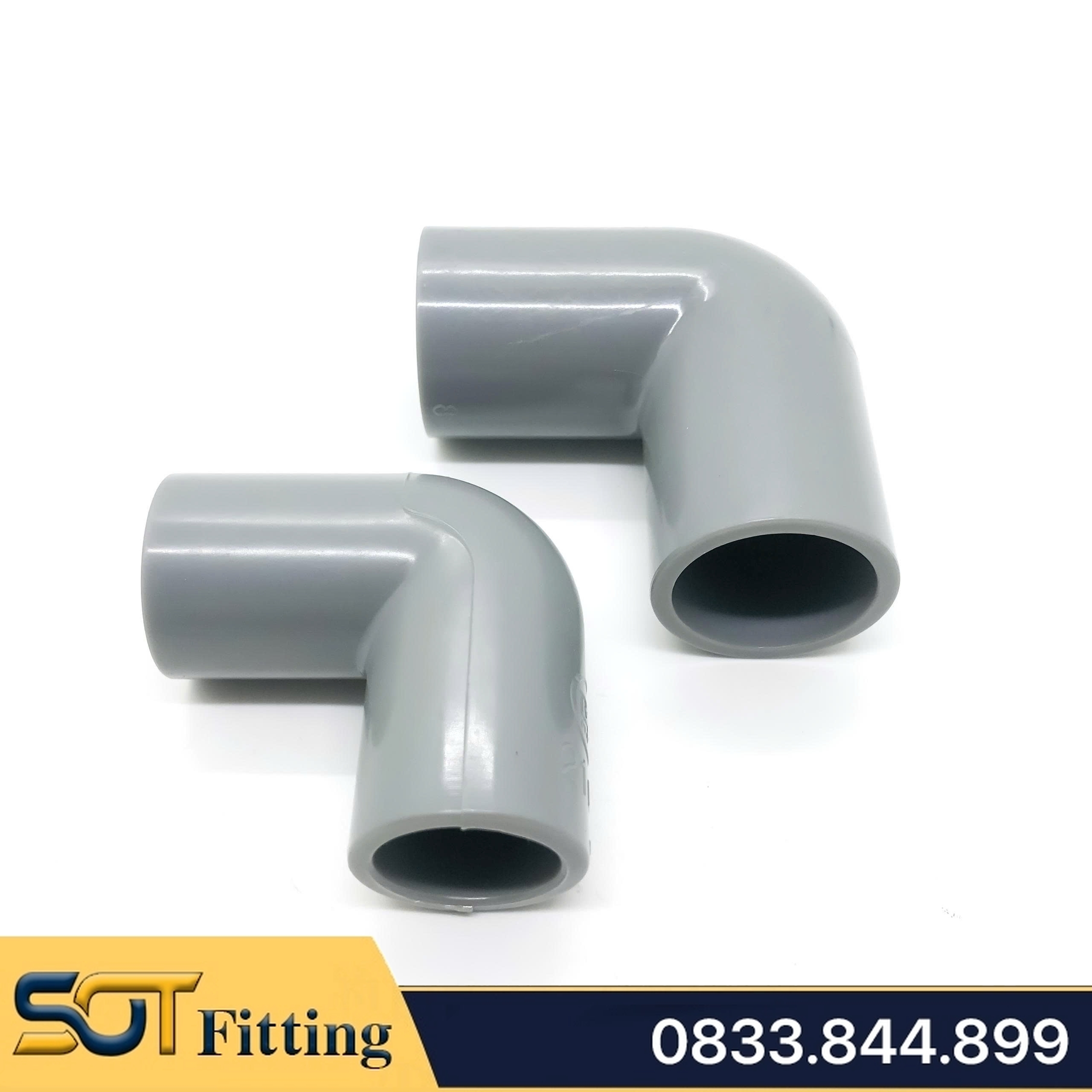 Co 90 Độ Nhựa PVC Trơn Dán 21 27 34 - Thương Hiệu Nhựa Bình Minh