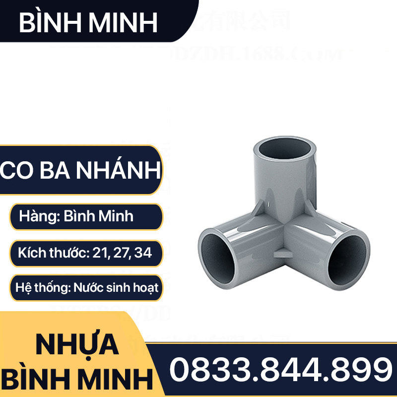 Co Ba Nhánh, Co Góc Ba Nhánh Nhựa Bình Minh 21 27 34