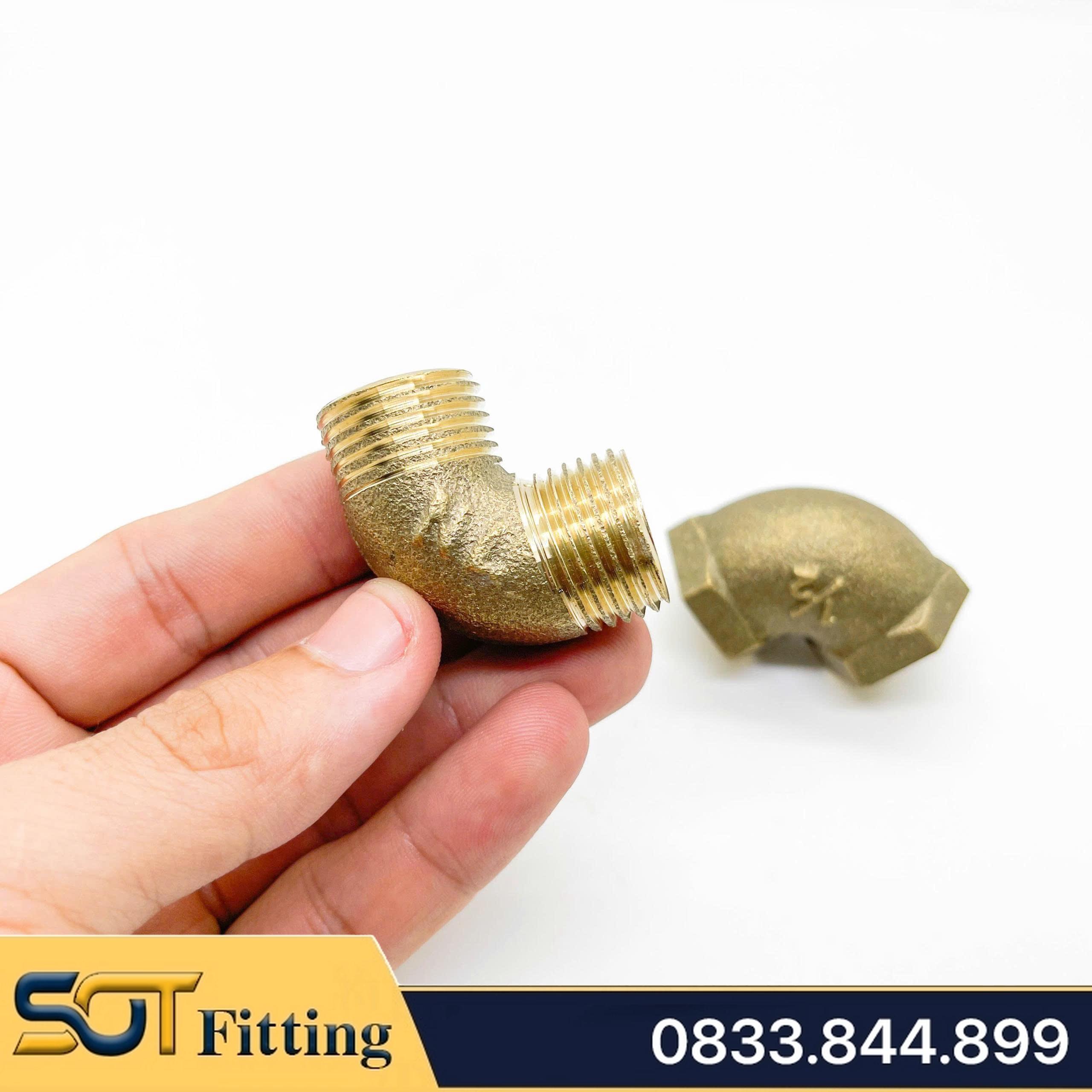 Co / Cút Đúc Khuôn Ren Ngoài 21 Đồng Thau - Kết Nối Cong 90 Độ