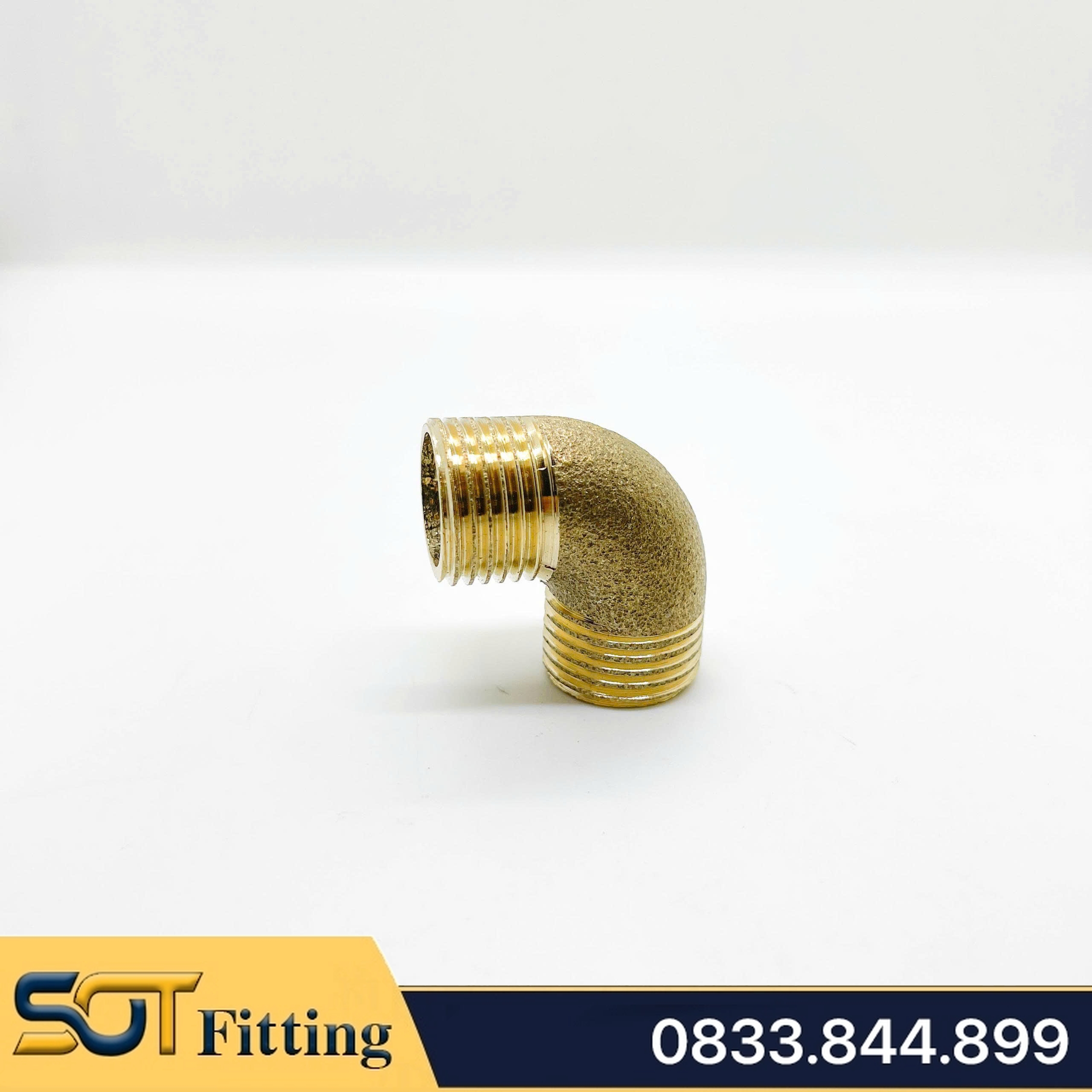 Co / Cút Đúc Khuôn Ren Ngoài 21 Đồng Thau - Kết Nối Cong 90 Độ