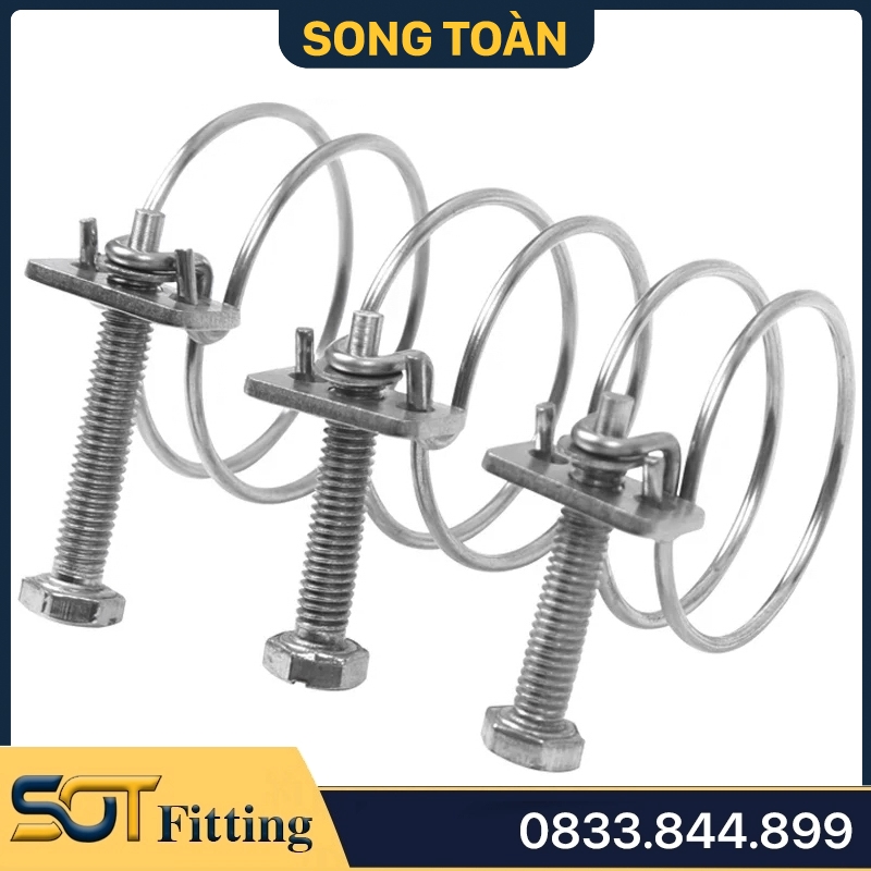 Cổ Dê Hai Dây Sắt Mạ, Quai Nhê Đai Siết Ống Mềm 2 Dây - Sắt Mạ Xi