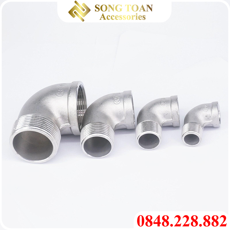 Co Điếu Inox 21, Co Ren Trong Ren Ngoài 21 27 34 Inox