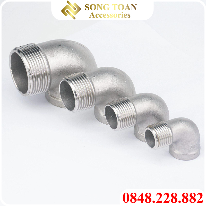 Co Rang 34 Inox Co Điếu Inox, Co Ren Tron Ren Ngoài Inox 304 13 17 21 27 34 - Inox 304