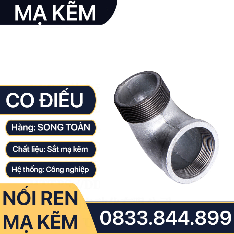 Co Điếu Ren Mạ Kẽm, Co Ren Trong Ren Ngoài Sắt Mạ Kẽm