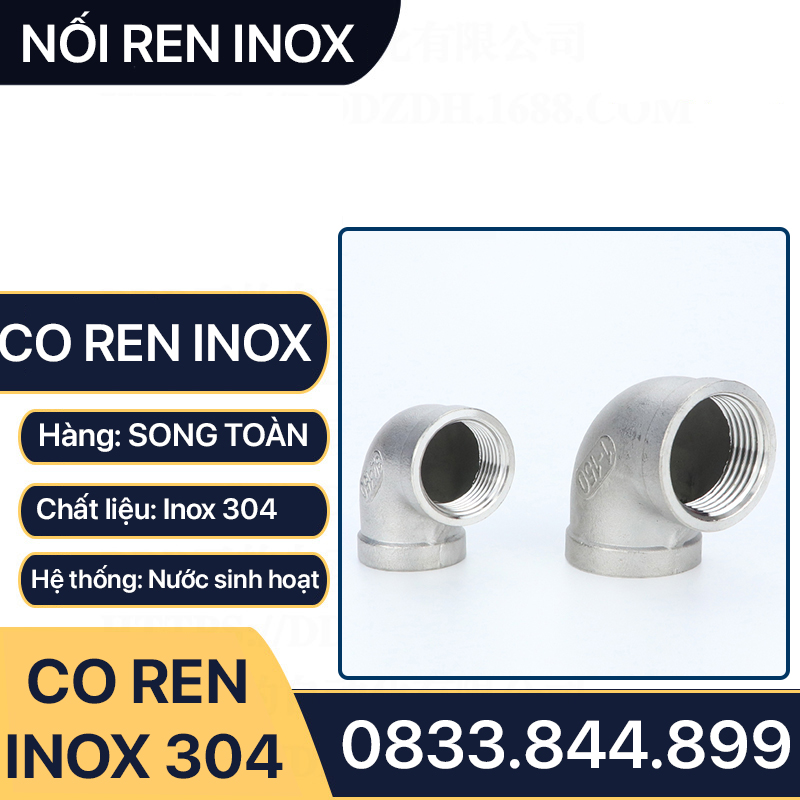 Co 90 Độ / Cút Ren Trong Inox 304 - Độ Bền Cao Và Khả Năng Chịu Áp Lực Tốt