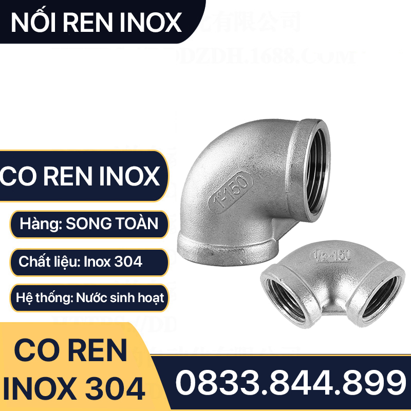 Co 90 Độ / Cút Ren Trong Inox 304 - Độ Bền Cao Và Khả Năng Chịu Áp Lực Tốt