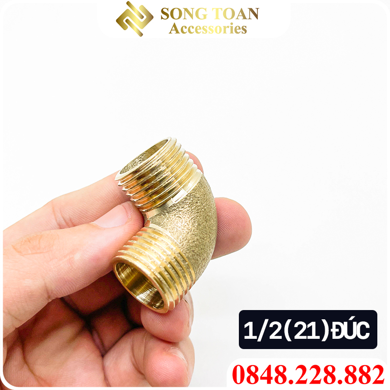 Co Ren Ngoài Thau, Nối Cút Vuông Ren Ngoài 9.6 13 17 21 Đồng Thau