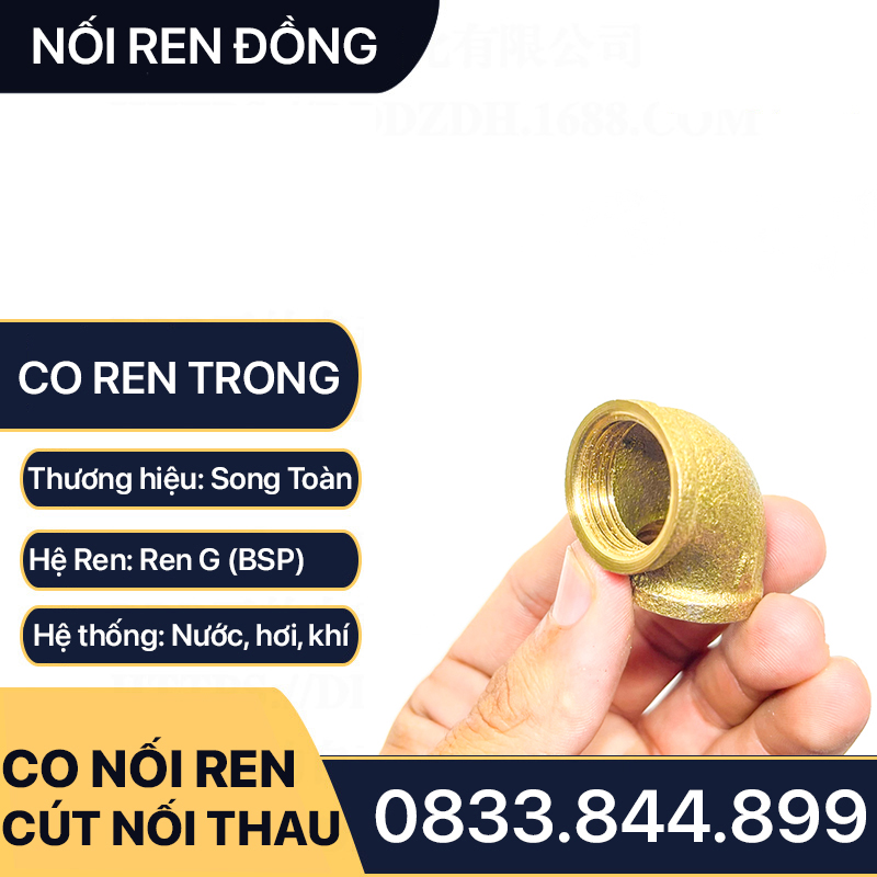 Co / Cút Hai Đầu Ren Trong Đồng Thau - Giải Pháp Kết Nối 90 Độ Hoàn Hảo