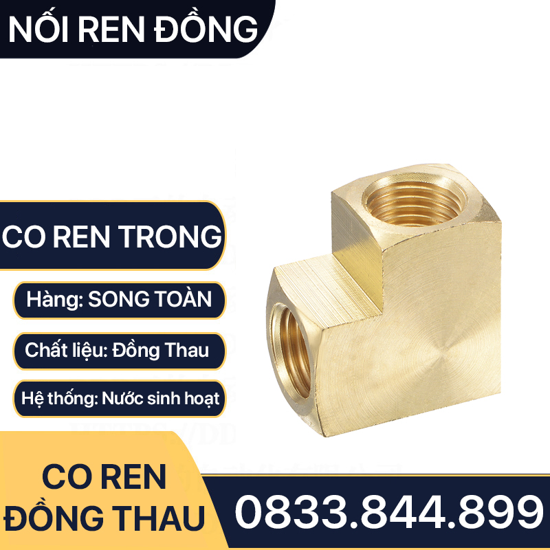 Co / Cút Hai Đầu Ren Trong Đồng Thau - Giải Pháp Kết Nối 90 Độ Hoàn Hảo