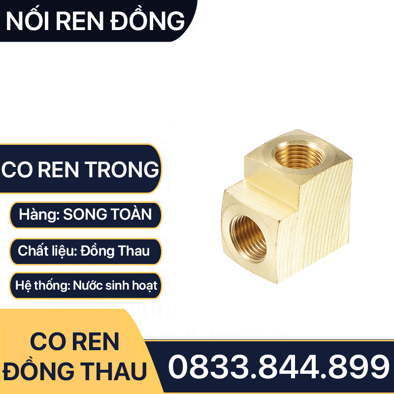 Co / Cút Hai Đầu Ren Trong Đồng Thau - Giải Pháp Kết Nối 90 Độ Hoàn Hảo